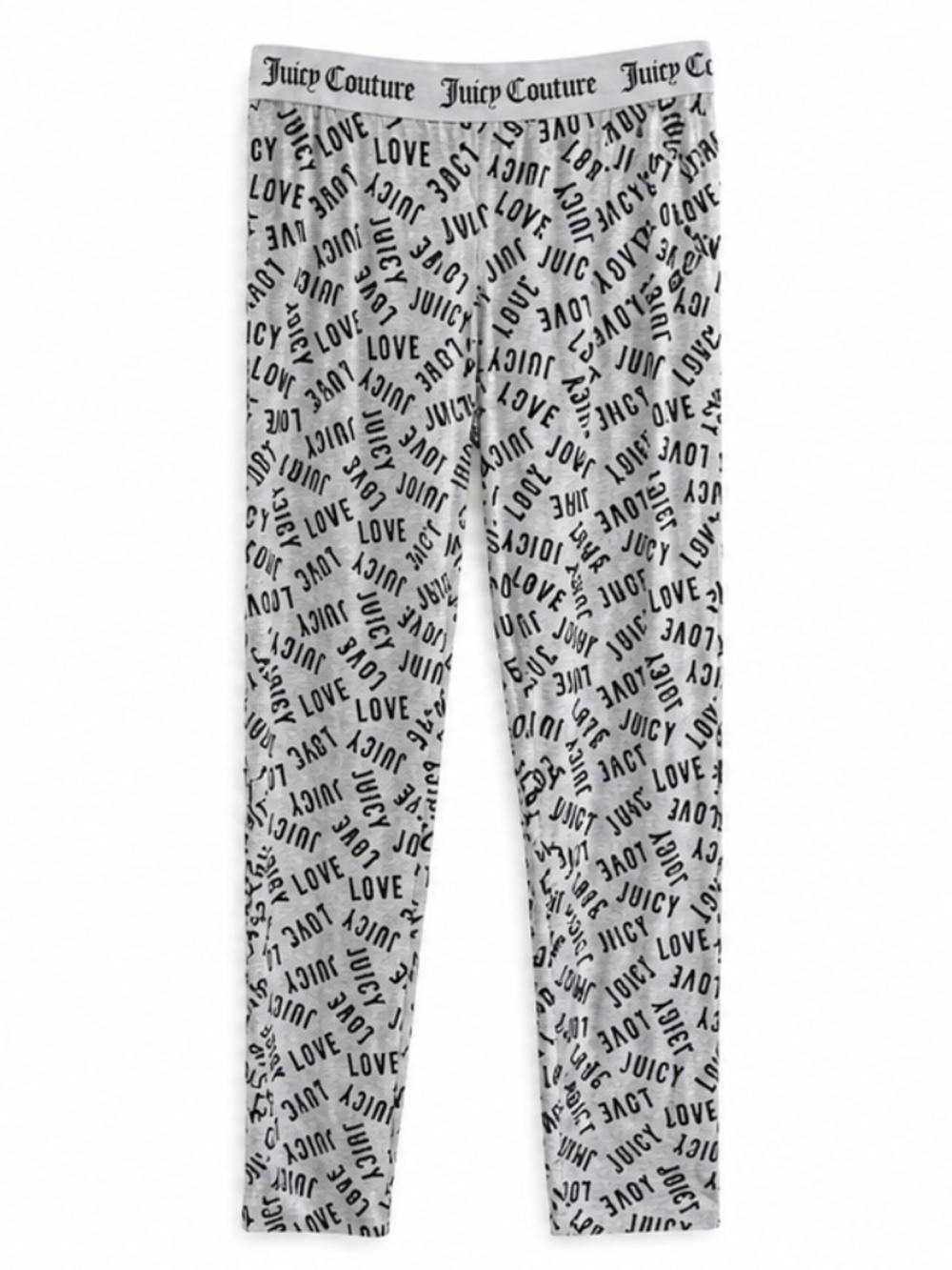 Juicy Couture Grey & Black “Love Juicy” Print Cuffed Pajama Pants – Medium GUC